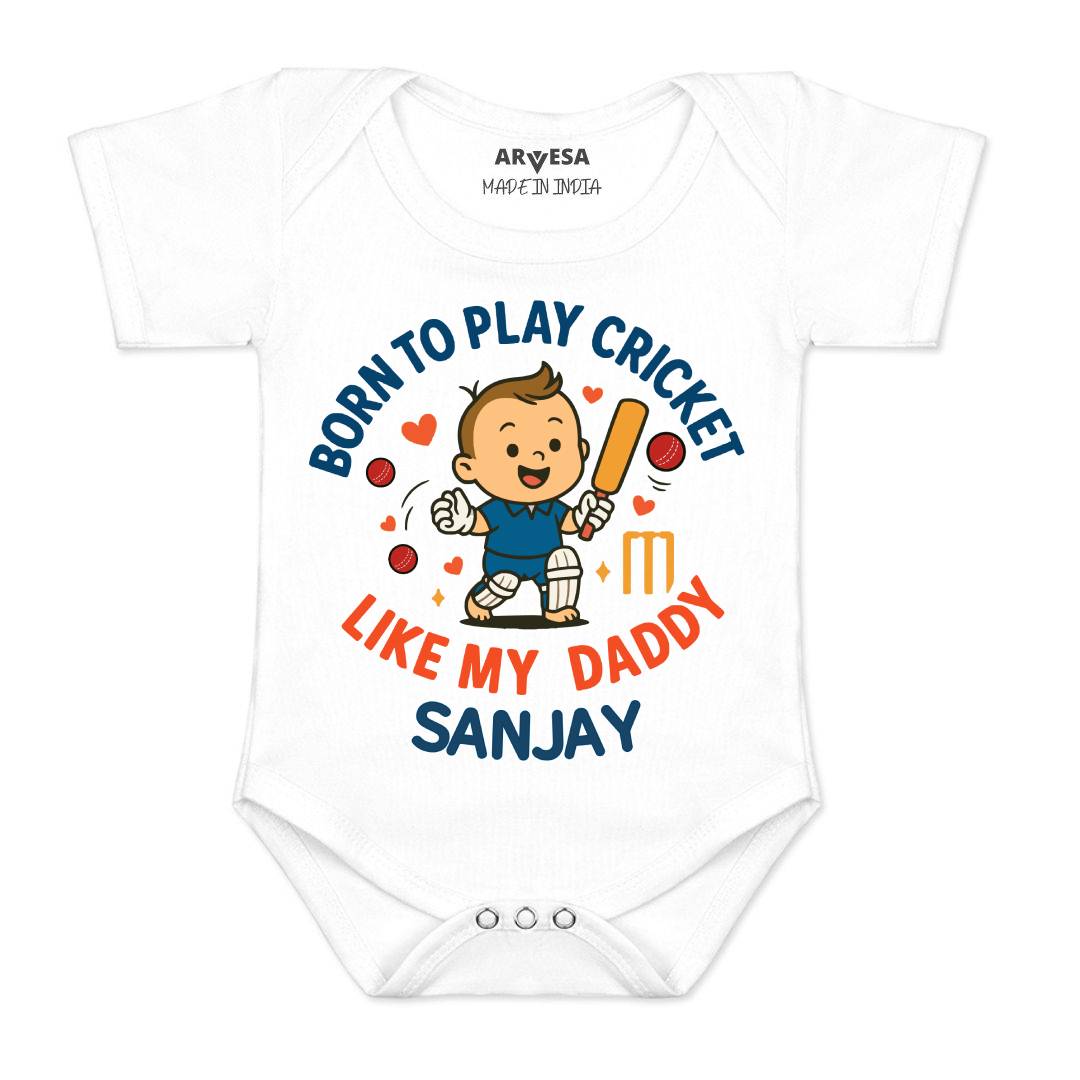 Arvesa Born To Play Cricket Baby Boy & Girl Dress