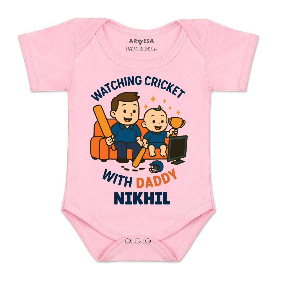 Arvesa Watching Cricket With Daddy Baby Boy & Girl Dress