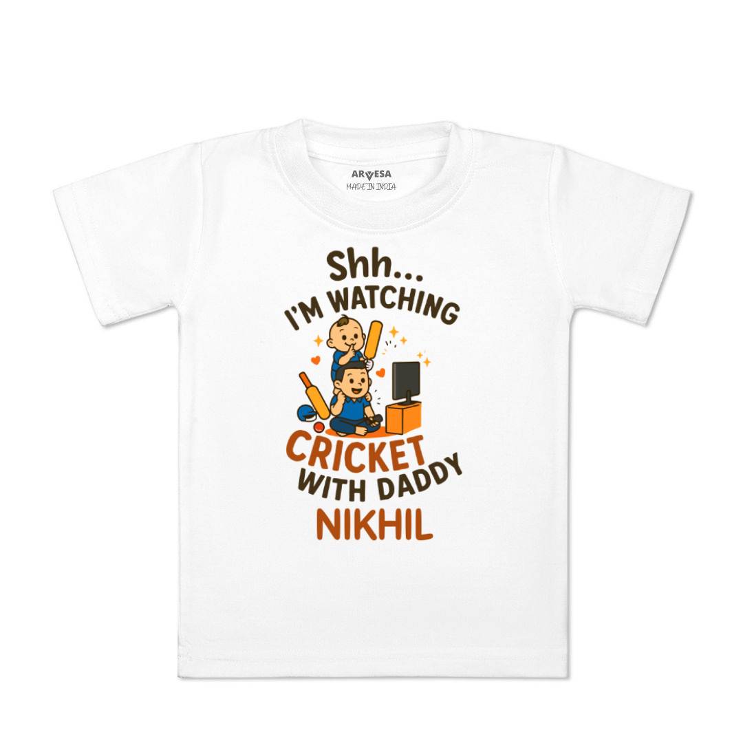 Arvesa Shh I'm Watching Cricket With Daddy Baby Boy & Girl Dress