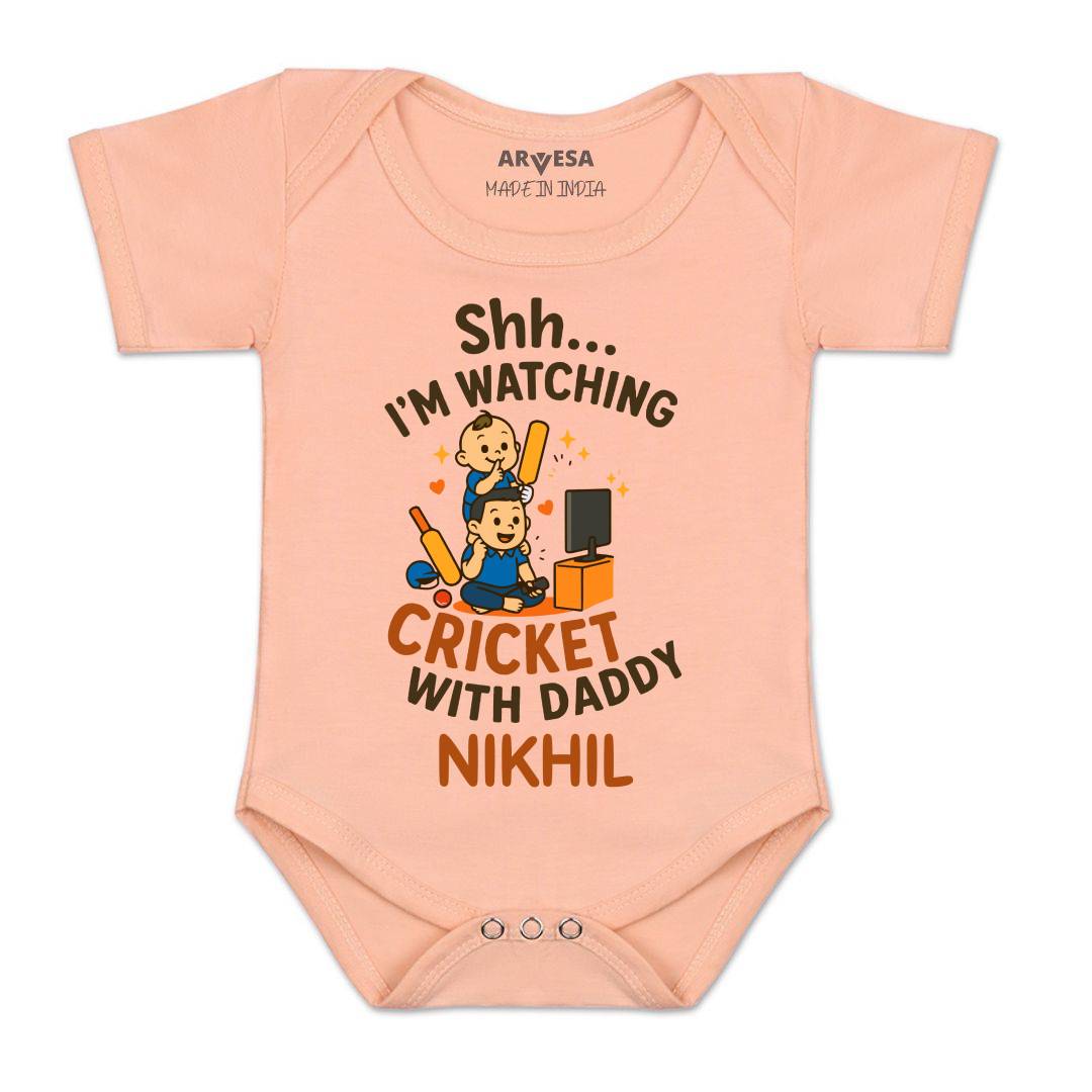 Arvesa Shh I'm Watching Cricket With Daddy Baby Boy & Girl Dress
