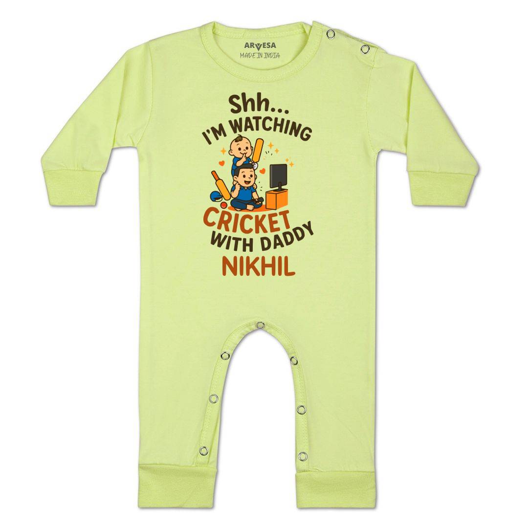 Arvesa Shh I'm Watching Cricket With Daddy Baby Boy & Girl Dress