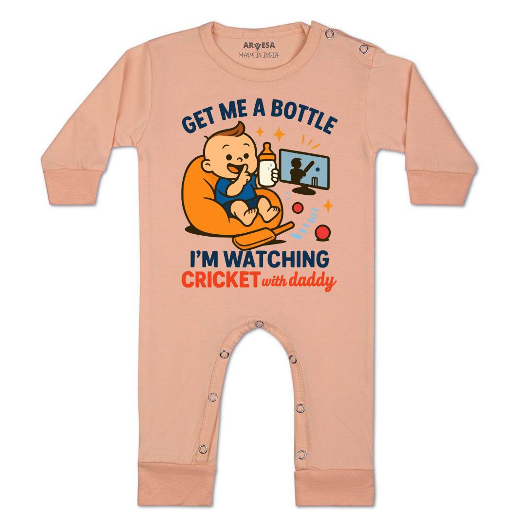 Arvesa I'm Watching Cricket With Daddy Baby Boy & Girl Dress