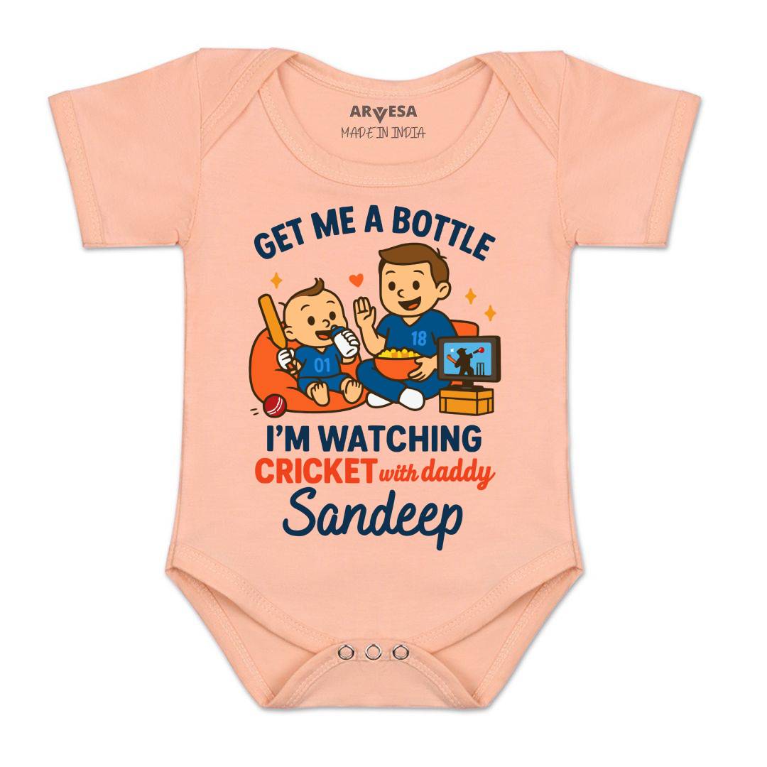 Arvesa I'm Watching Cricket With Daddy Baby Boy & Girl Dress