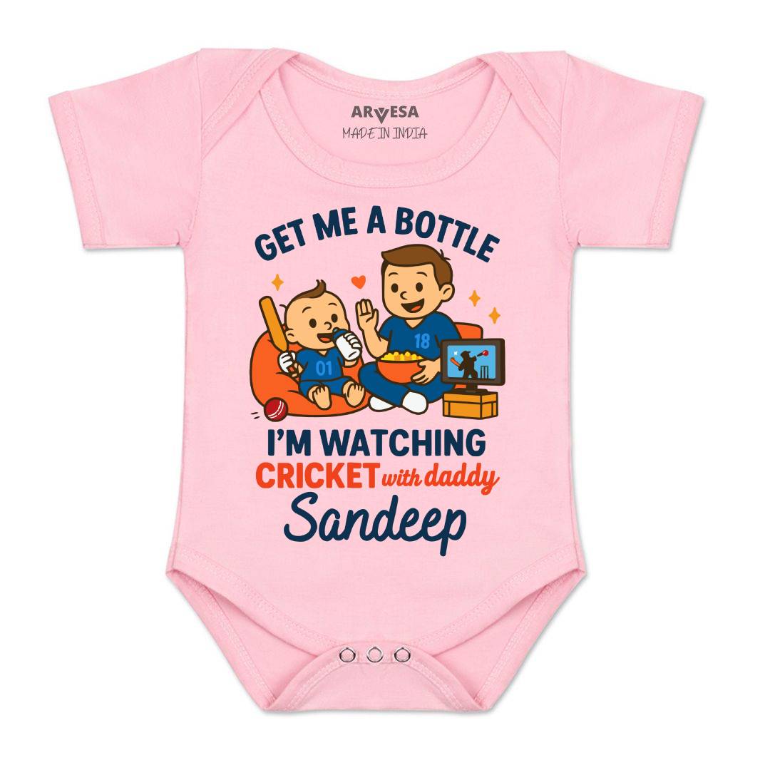 Arvesa I'm Watching Cricket With Daddy Baby Boy & Girl Dress