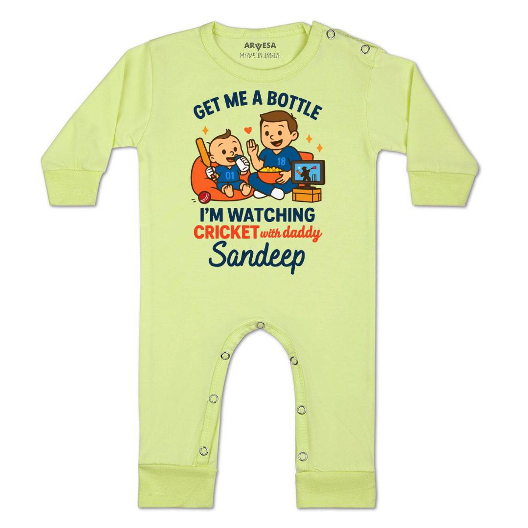 Arvesa I'm Watching Cricket With Daddy Baby Boy & Girl Dress