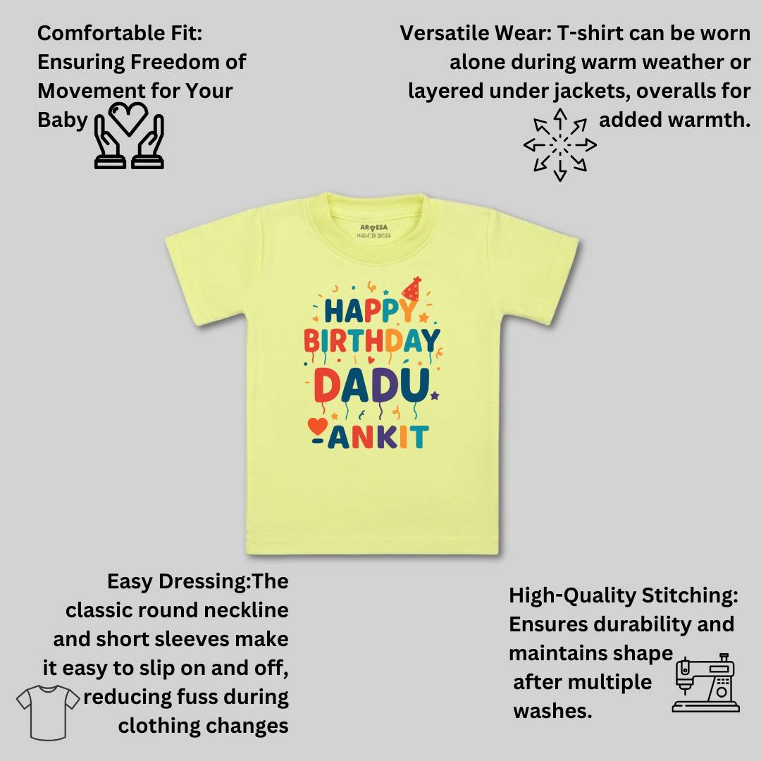 Arvesa Happy Birthday Dadu Baby Boy & Girl Dress