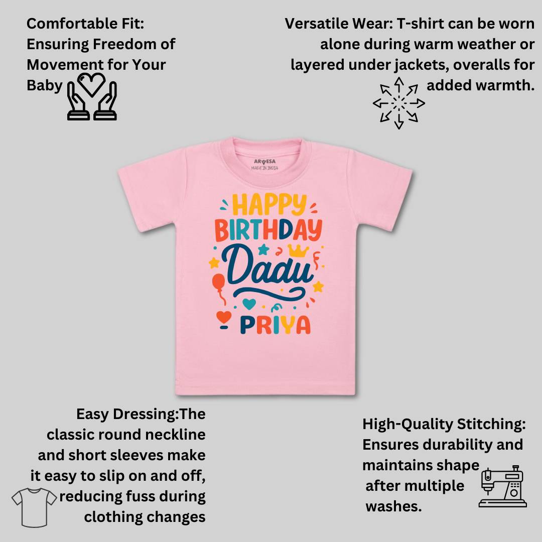 Arvesa Happy Birthday Dadu Baby Boy & Girl Dress