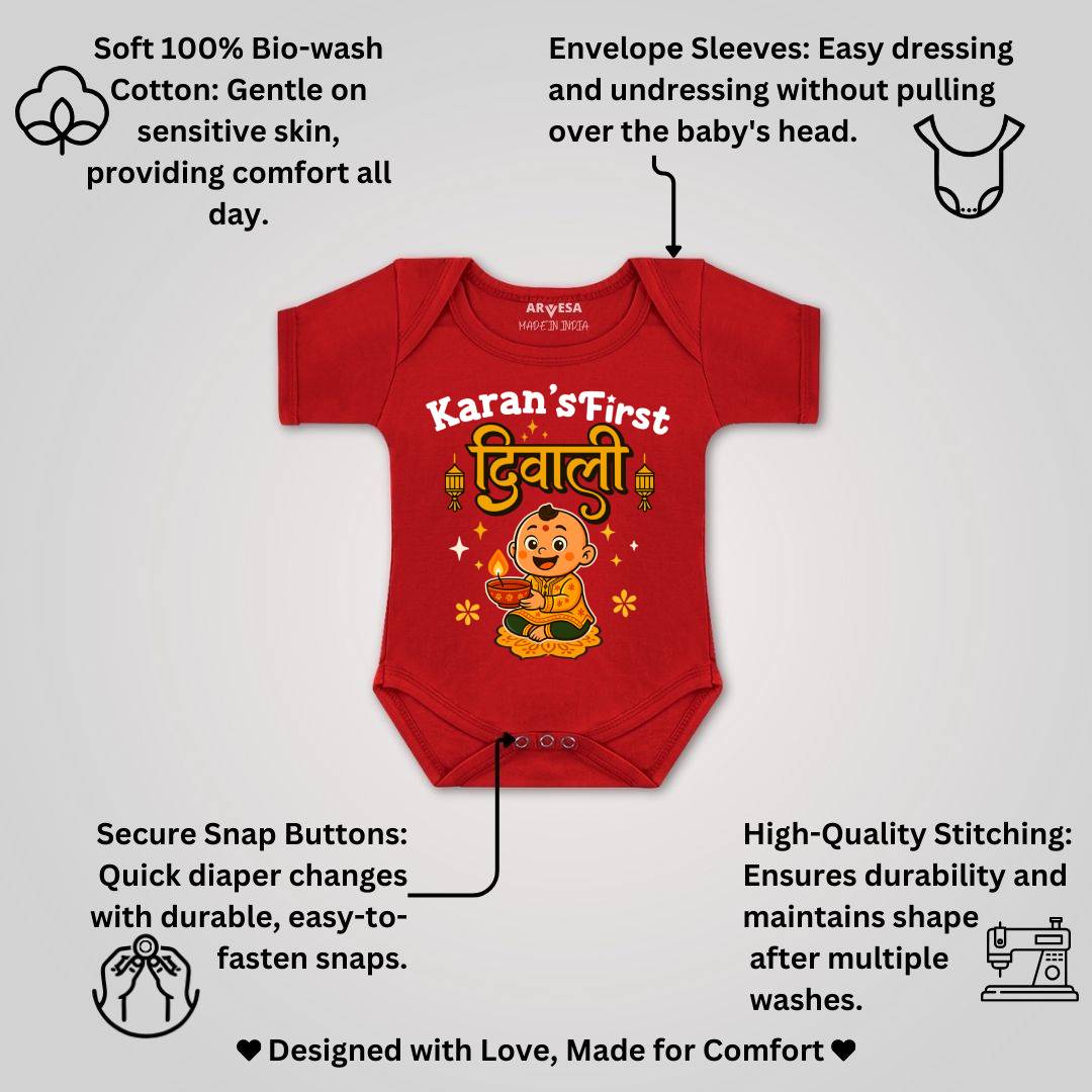 Arvesa My First Diwali Baby Boy & Girl RomperSet2067