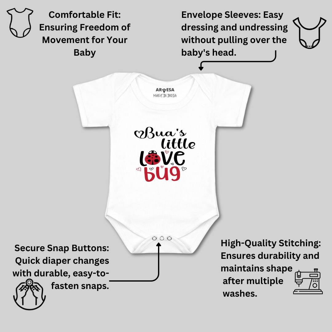 Arvesa Bua Little Love Bug Design-415 White 0-3 Months Jumpsuit for Baby Boy & Girl dress .
