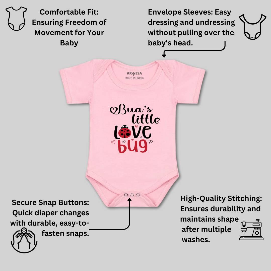 Arvesa Bua Little Love Bug Design-415 White 0-3 Months Jumpsuit for Baby Boy & Girl dress .