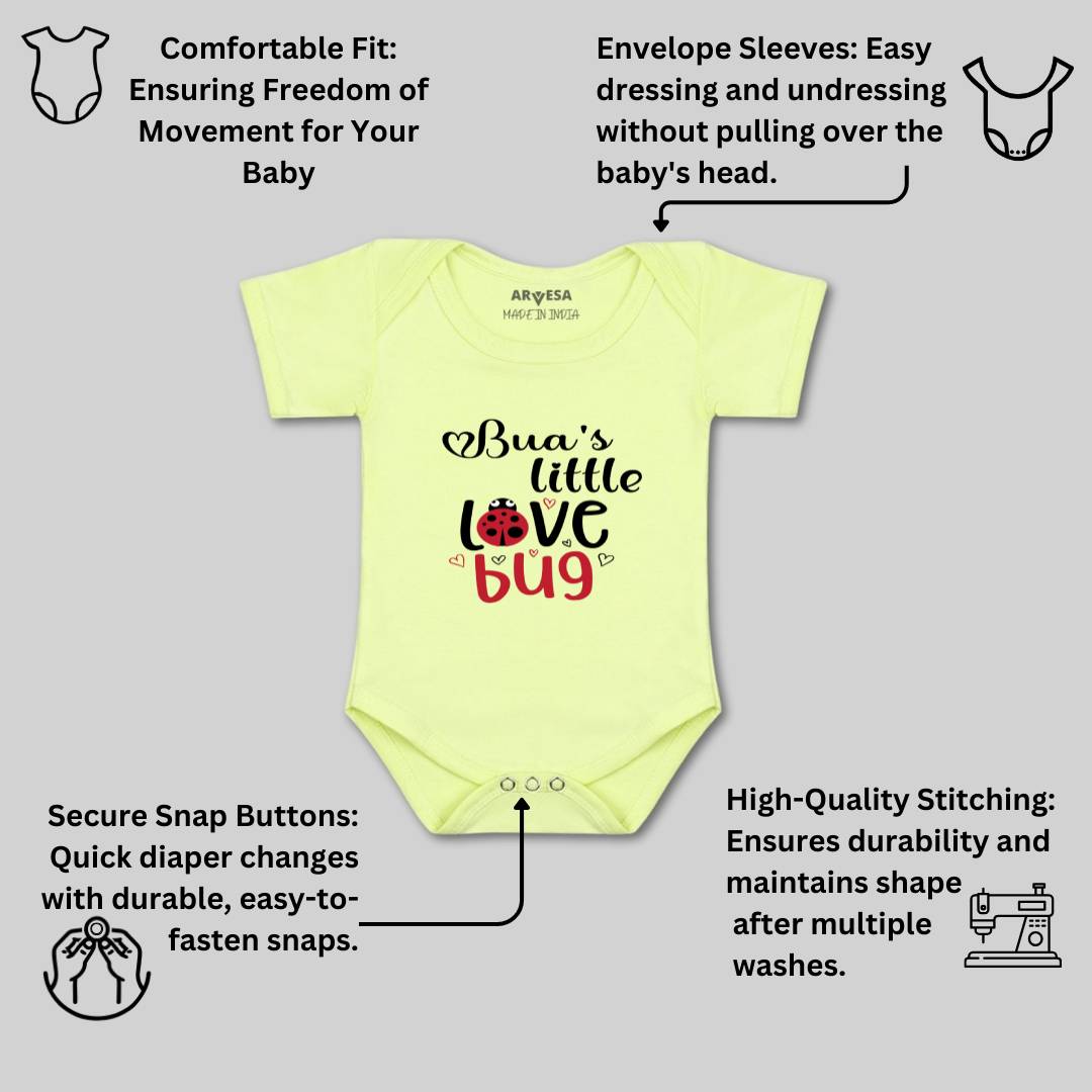 Arvesa Bua Little Love Bug Design-415 White 0-3 Months Jumpsuit for Baby Boy & Girl dress .