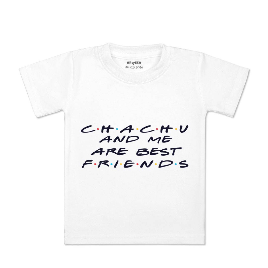 Arvesa Chachu & Me Are Best Friend Design-418 White 0-3 Months Jumpsuit for Baby Boy & Girl dress .