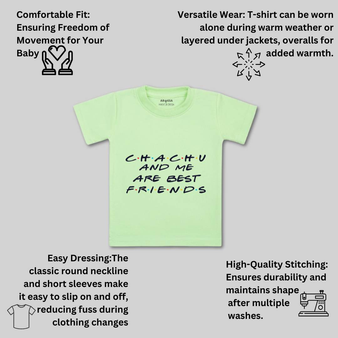 Arvesa Chachu & Me Are Best Friend Design-418 White 0-3 Months Jumpsuit for Baby Boy & Girl dress .