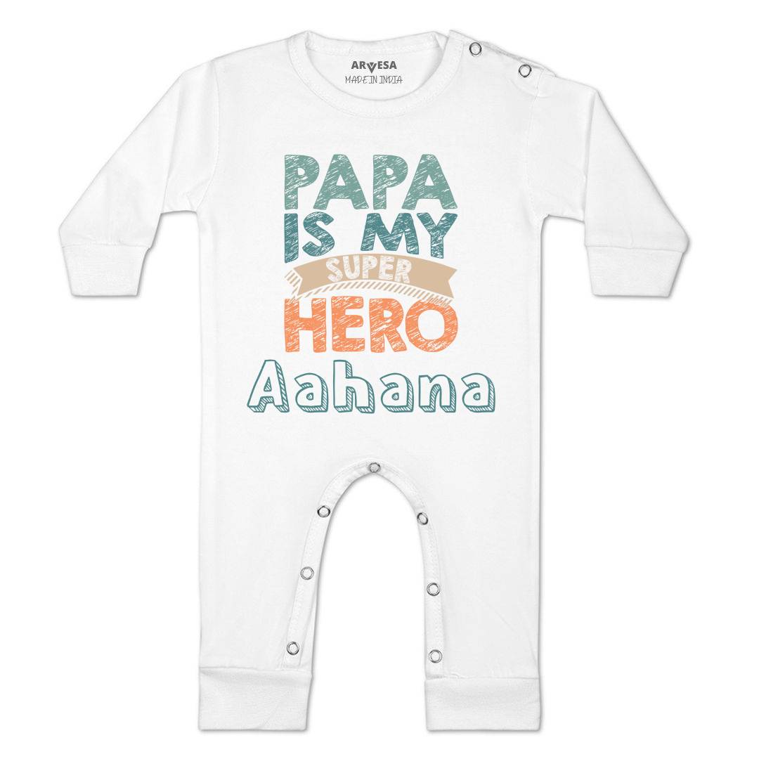 Arvesa Papa Is My Super Hero Baby Boy & Girl Dress