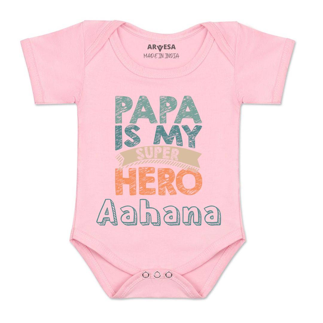 Arvesa Papa Is My Super Hero Baby Boy & Girl Dress