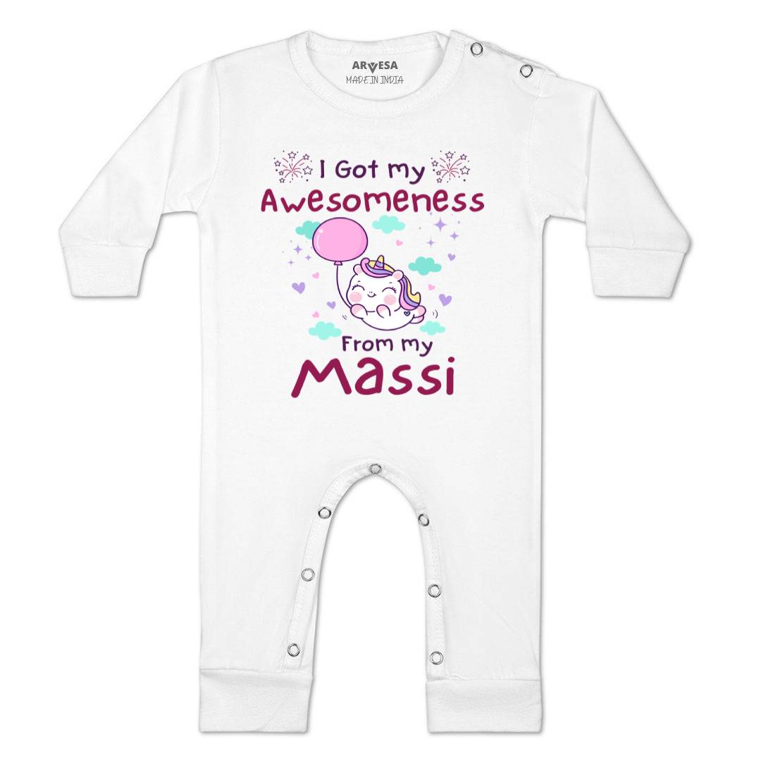 Arvesa I Got Awesomeness From Maasi Design-915 White 0-3 Months Jumpsuit for Baby Boy & Girl dress .