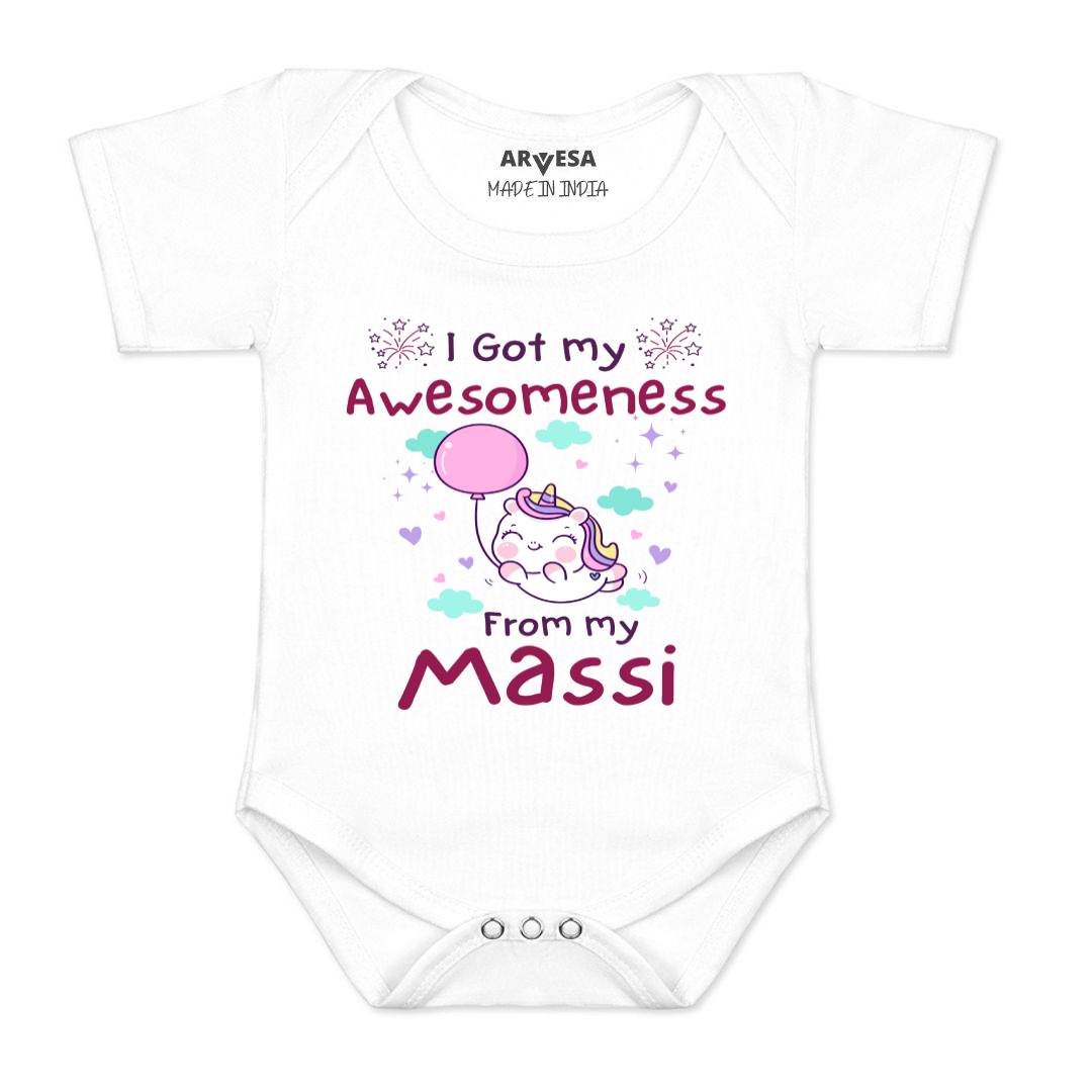 Arvesa I Got Awesomeness From Maasi Design-915 White 0-3 Months Jumpsuit for Baby Boy & Girl dress .