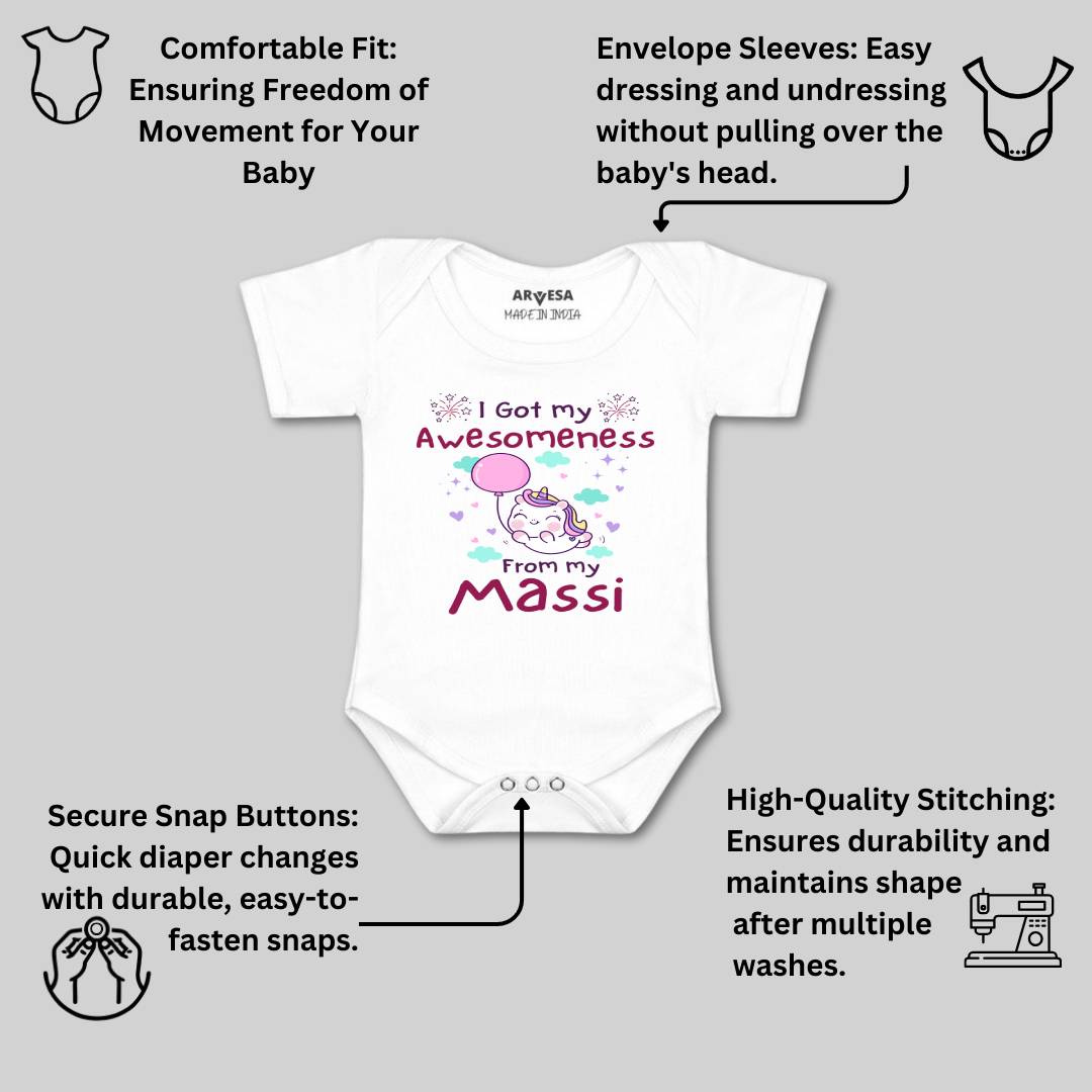 Arvesa I Got Awesomeness From Maasi Design-915 White 0-3 Months Jumpsuit for Baby Boy & Girl dress .