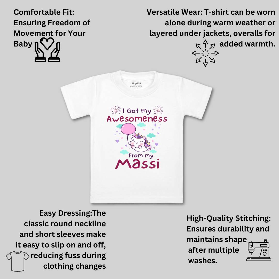 Arvesa I Got Awesomeness From Maasi Design-915 White 0-3 Months Jumpsuit for Baby Boy & Girl dress .