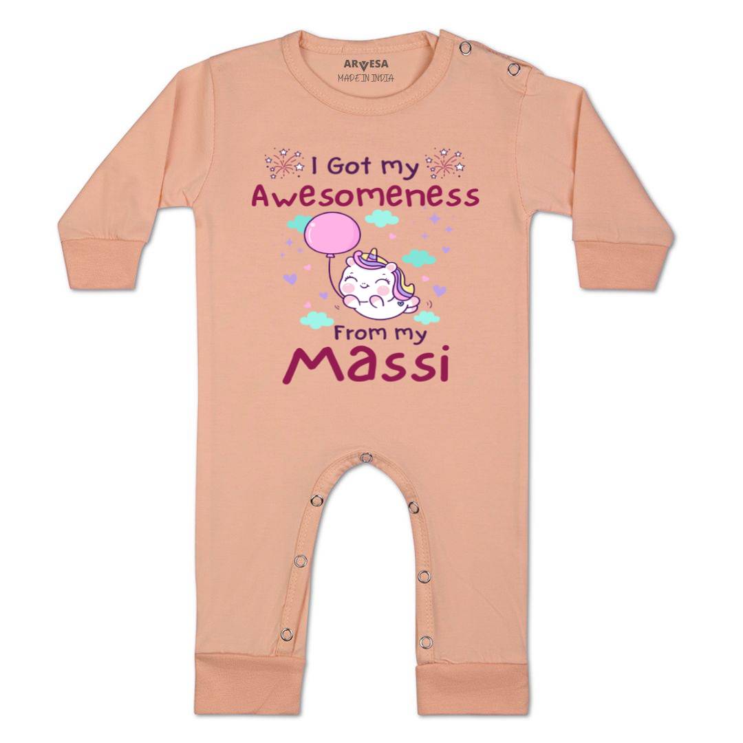 Arvesa I Got Awesomeness From Maasi Design-915 White 0-3 Months Jumpsuit for Baby Boy & Girl dress .