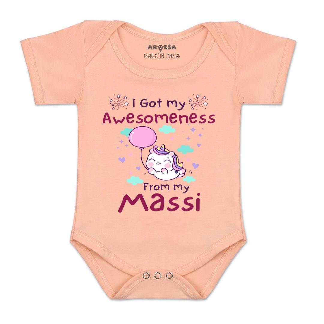 Arvesa I Got Awesomeness From Maasi Design-915 White 0-3 Months Jumpsuit for Baby Boy & Girl dress .