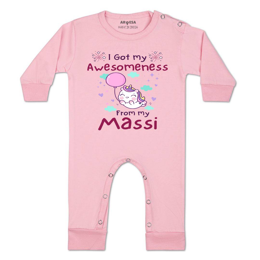Arvesa I Got Awesomeness From Maasi Design-915 White 0-3 Months Jumpsuit for Baby Boy & Girl dress .