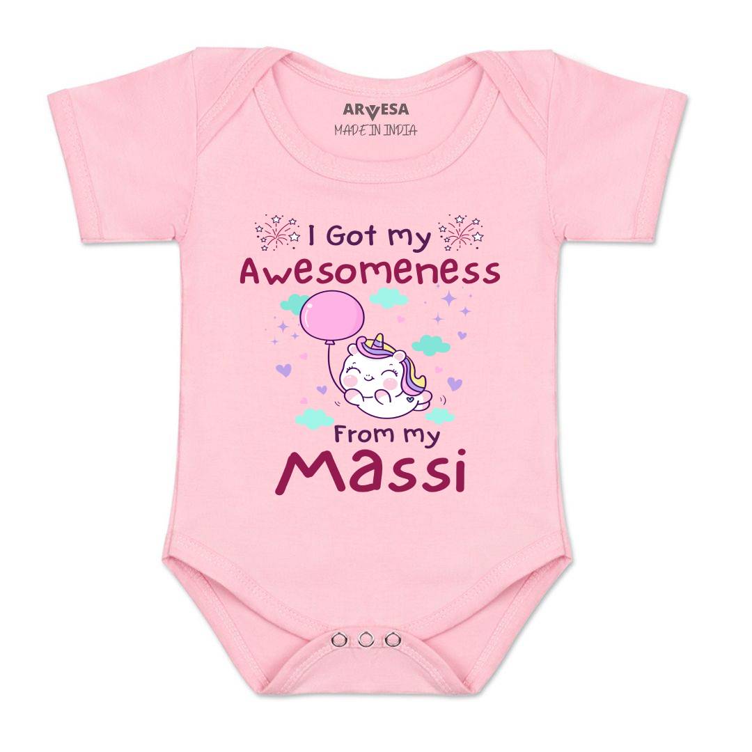 Arvesa I Got Awesomeness From Maasi Design-915 White 0-3 Months Jumpsuit for Baby Boy & Girl dress .