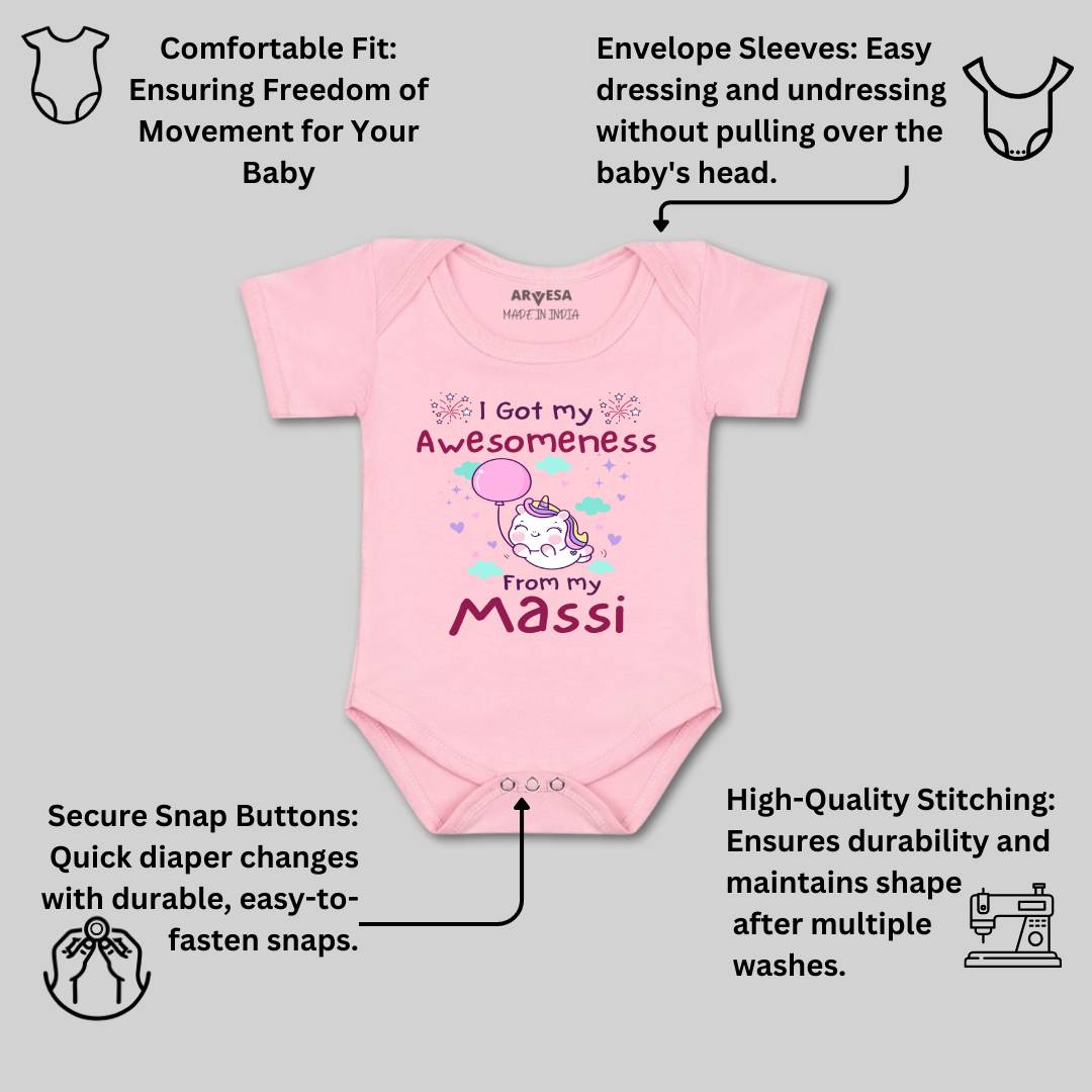 Arvesa I Got Awesomeness From Maasi Design-915 White 0-3 Months Jumpsuit for Baby Boy & Girl dress .