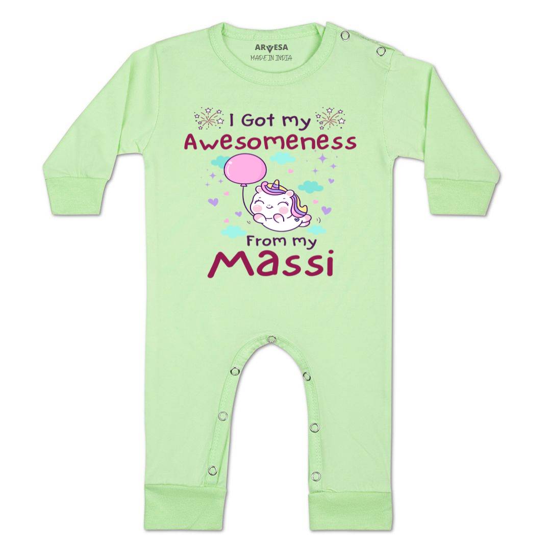 Arvesa I Got Awesomeness From Maasi Design-915 White 0-3 Months Jumpsuit for Baby Boy & Girl dress .