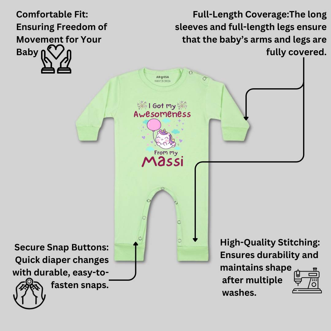 Arvesa I Got Awesomeness From Maasi Design-915 White 0-3 Months Jumpsuit for Baby Boy & Girl dress .