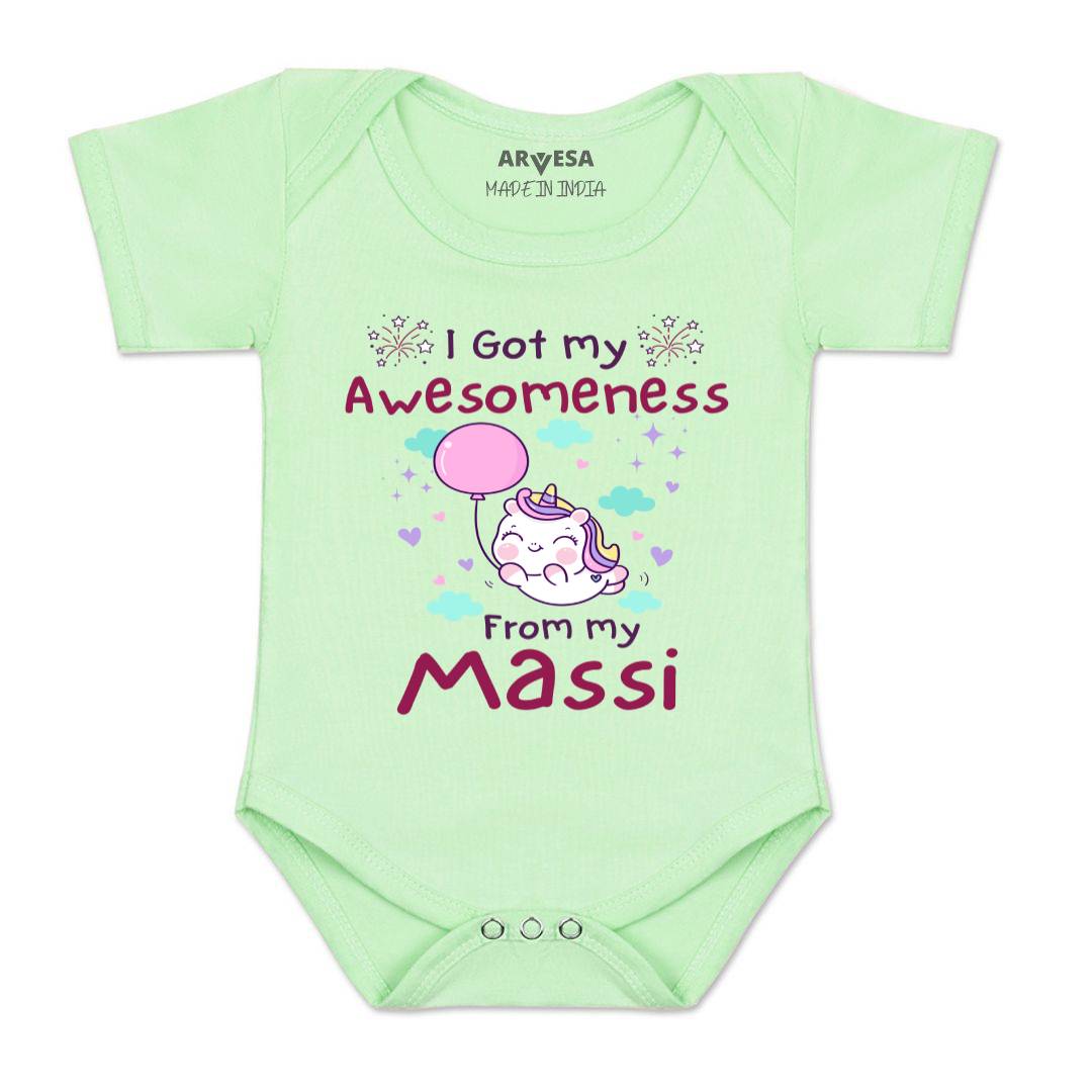 Arvesa I Got Awesomeness From Maasi Design-915 White 0-3 Months Jumpsuit for Baby Boy & Girl dress .