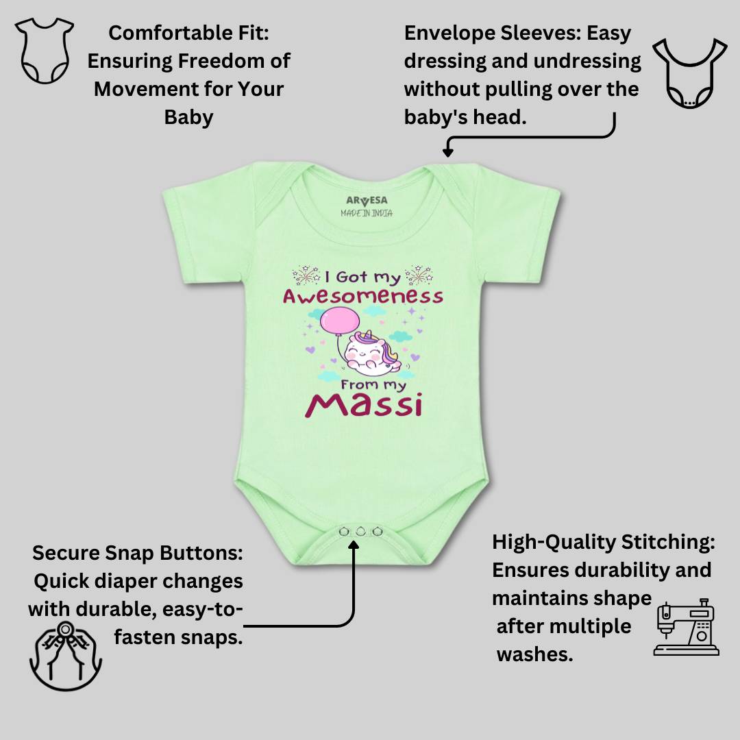 Arvesa I Got Awesomeness From Maasi Design-915 White 0-3 Months Jumpsuit for Baby Boy & Girl dress .