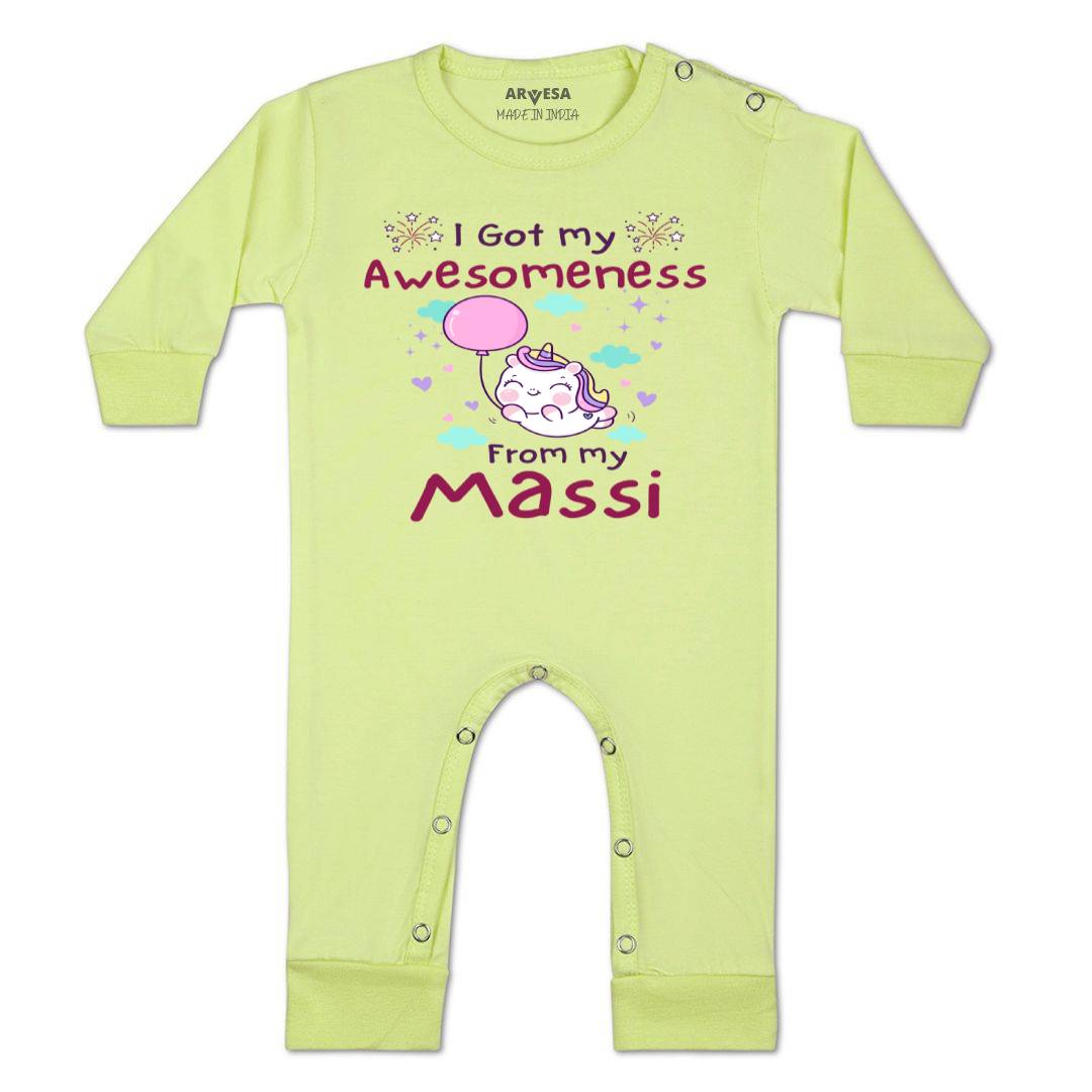 Arvesa I Got Awesomeness From Maasi Design-915 White 0-3 Months Jumpsuit for Baby Boy & Girl dress .