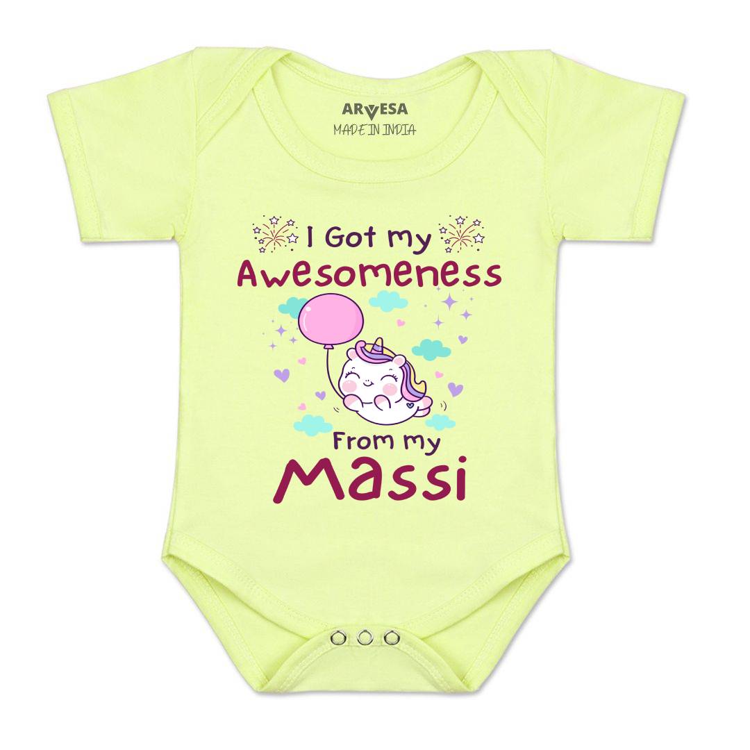 Arvesa I Got Awesomeness From Maasi Design-915 White 0-3 Months Jumpsuit for Baby Boy & Girl dress .