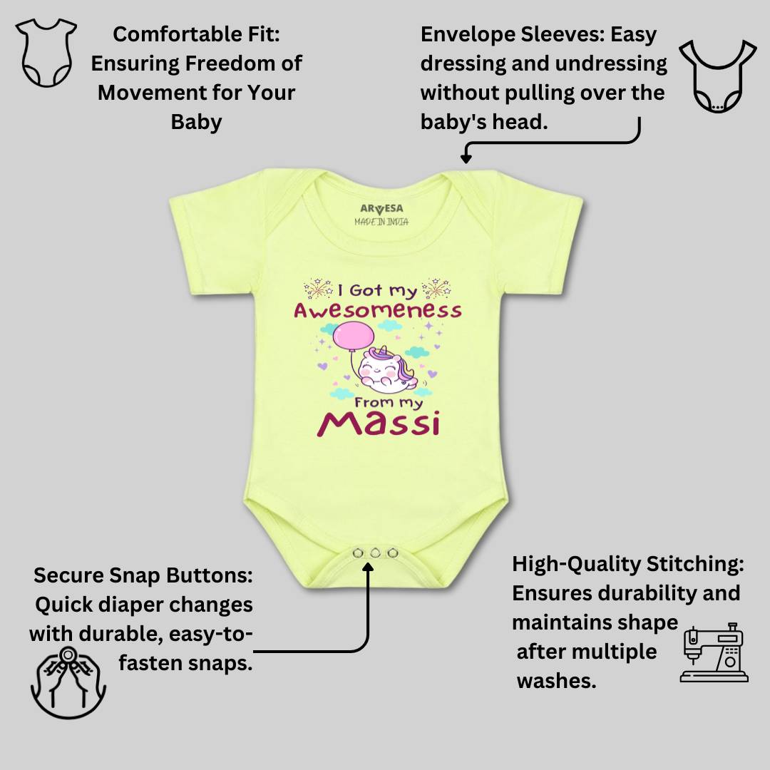 Arvesa I Got Awesomeness From Maasi Design-915 White 0-3 Months Jumpsuit for Baby Boy & Girl dress .