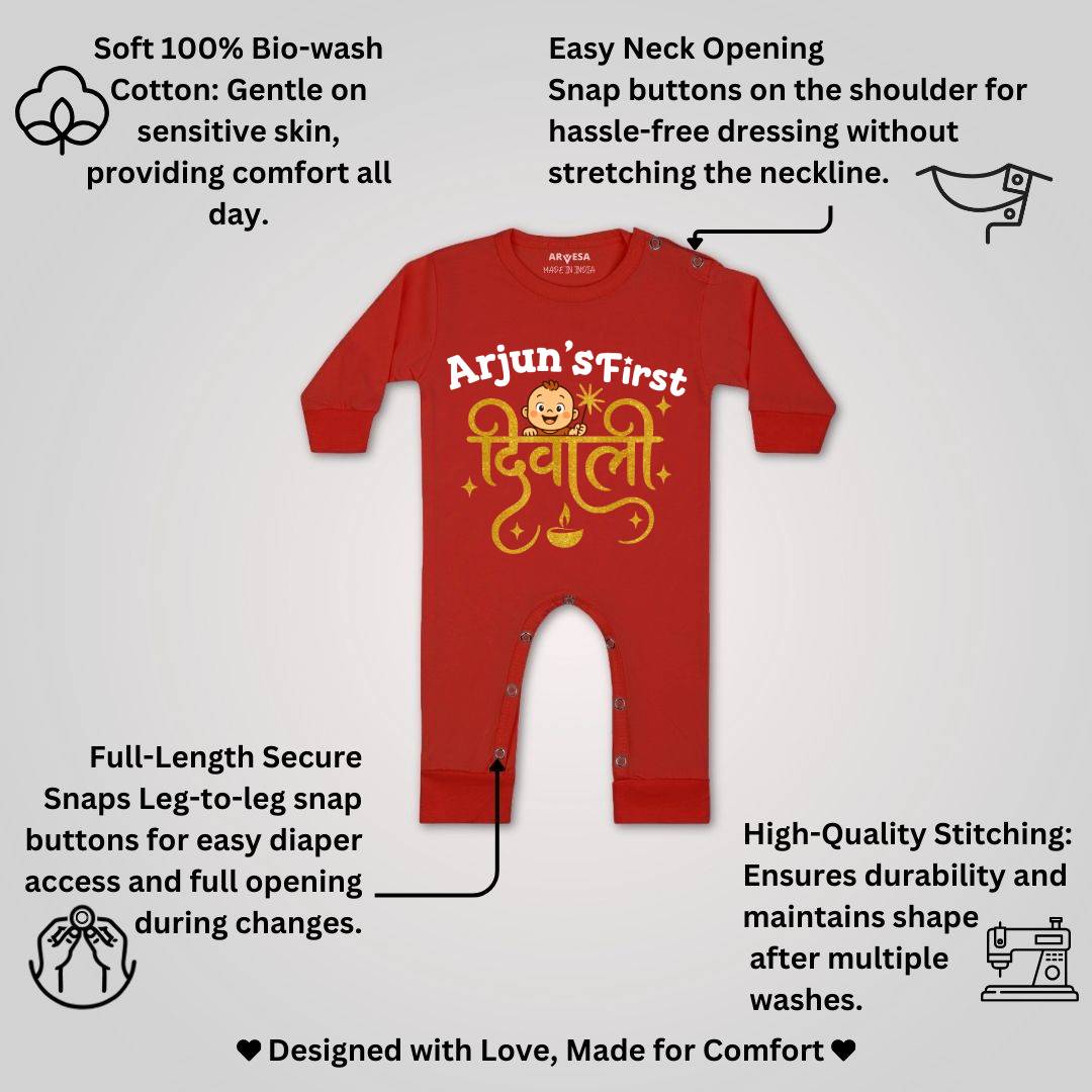 Arvesa My First Diwali Baby Boy & Girl JumpsuitG22