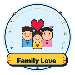 Arvesa Family Love bright illustrated collection badge