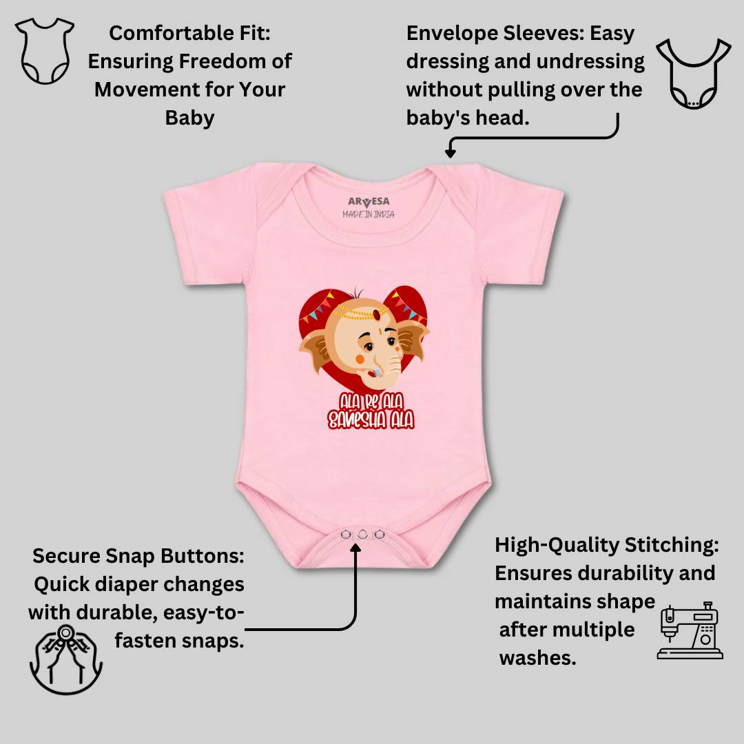 Arvesa Design-1042 Ganpati My First Baby Boy and Baby Girl Dress .