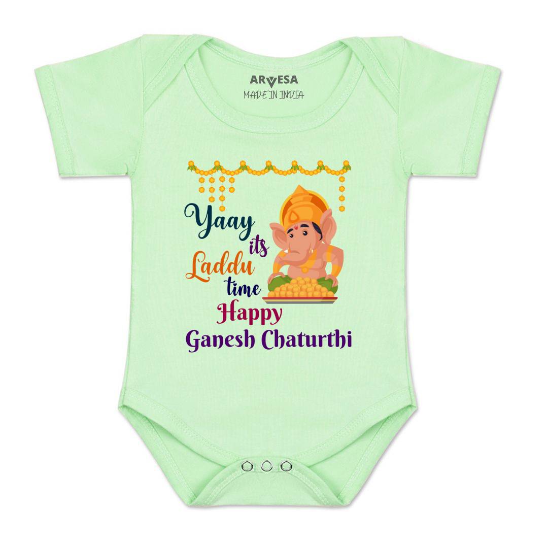 Arvesa Design-1052 Ganpati My First Baby Boy and Baby Girl Dress .