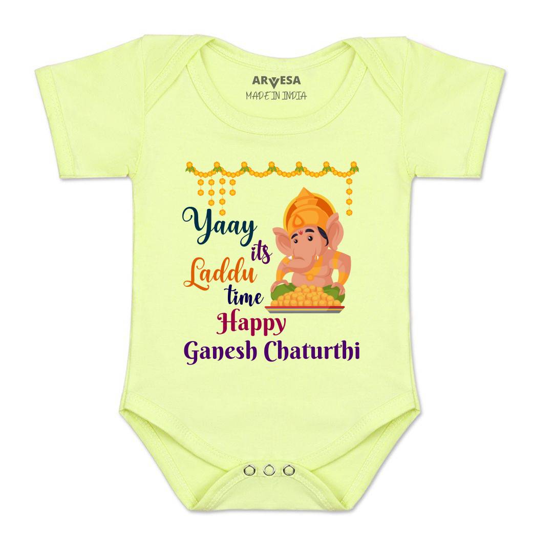Arvesa Design-1052 Ganpati My First Baby Boy and Baby Girl Dress .