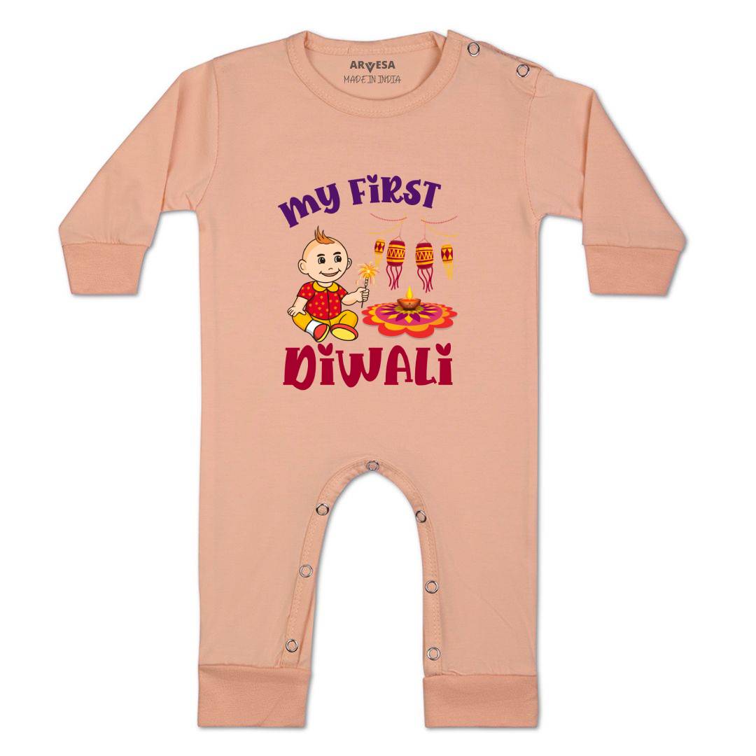 Arvesa Design-1111 Diwali My First Baby Boy and Baby Girl Dress .