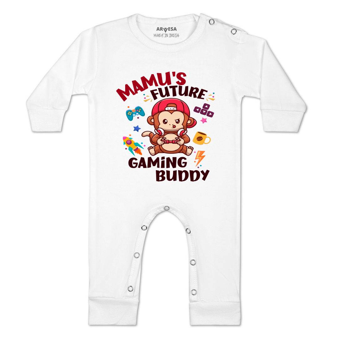 Arvesa Mamu Future Gaming Buddy Design-1158 White 0-3 Months Jumpsuit for Baby Boy & Girl dress .