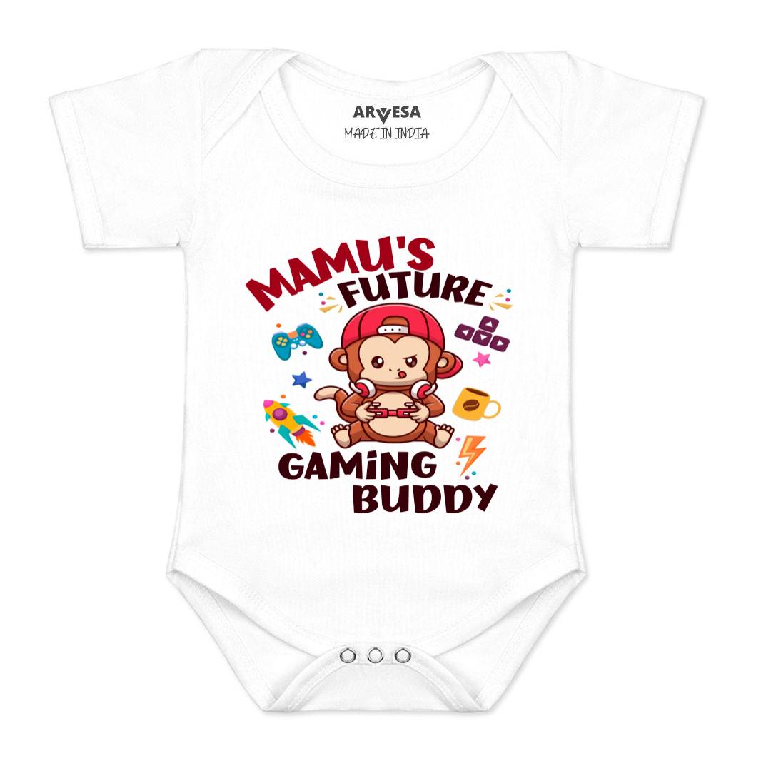 Arvesa Mamu Future Gaming Buddy Design-1158 White 0-3 Months Jumpsuit for Baby Boy & Girl dress .