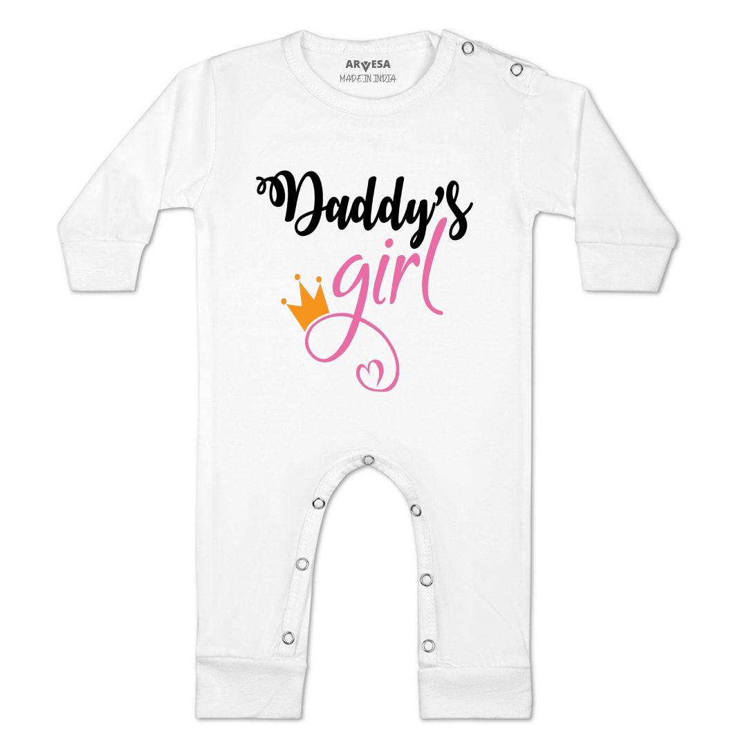 Arvesa Daddy Girl Design-116 White 0-3 Months Jumpsuit for Baby Boy & Girl dress .