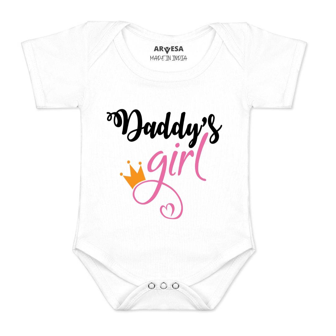 Arvesa Daddy Girl Design-116 White 0-3 Months Jumpsuit for Baby Boy & Girl dress .