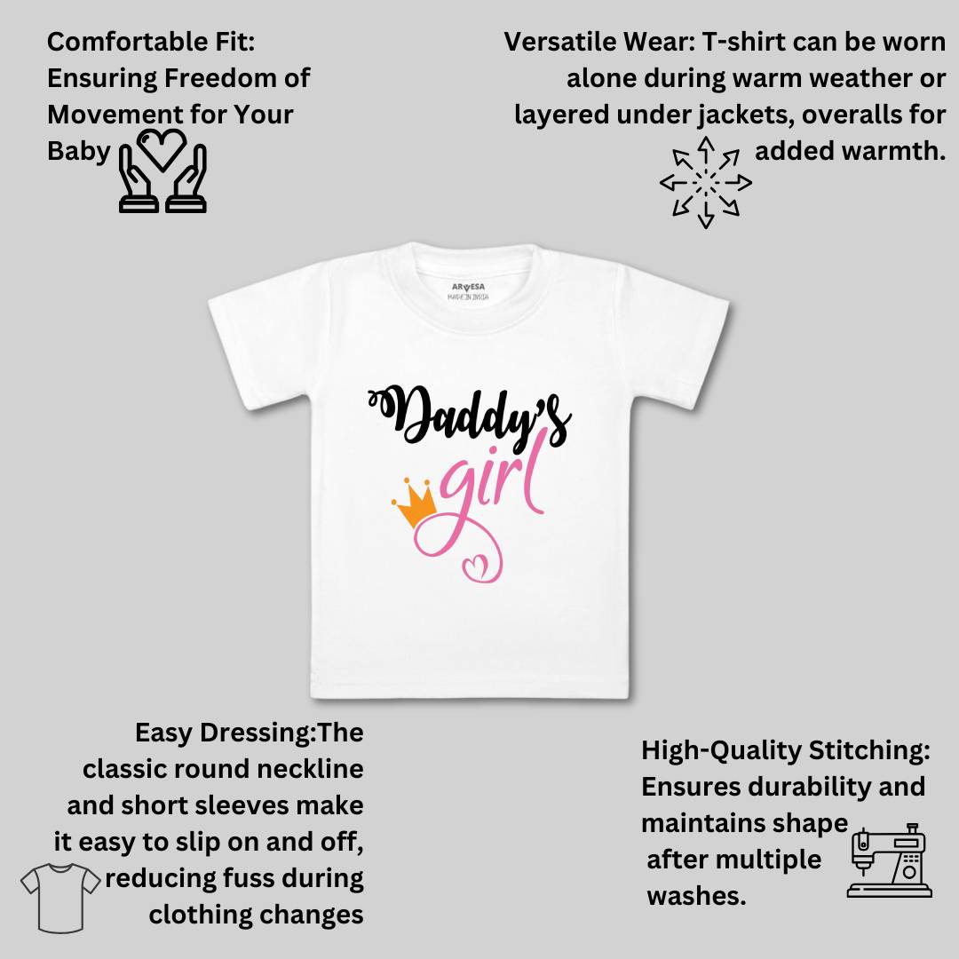 Arvesa Daddy Girl Design-116 White 0-3 Months Jumpsuit for Baby Boy & Girl dress .