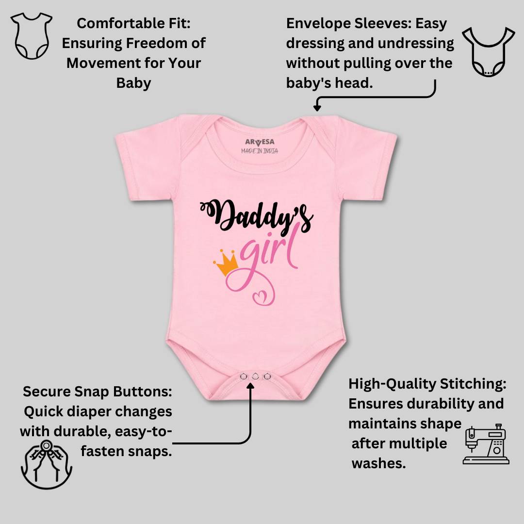 Arvesa Daddy Girl Design-116 White 0-3 Months Jumpsuit for Baby Boy & Girl dress .