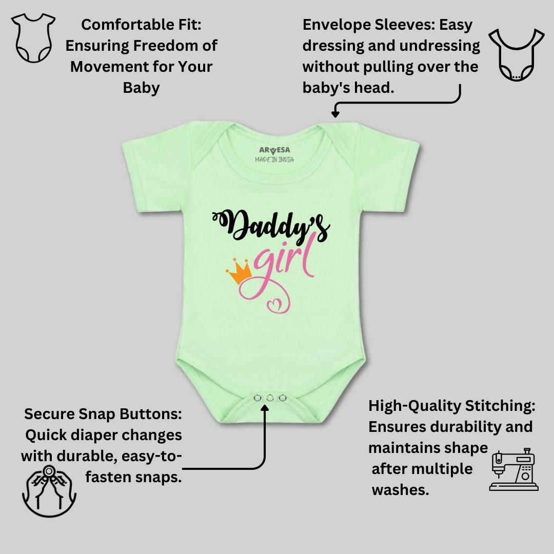 Arvesa Daddy Girl Design-116 White 0-3 Months Jumpsuit for Baby Boy & Girl dress .