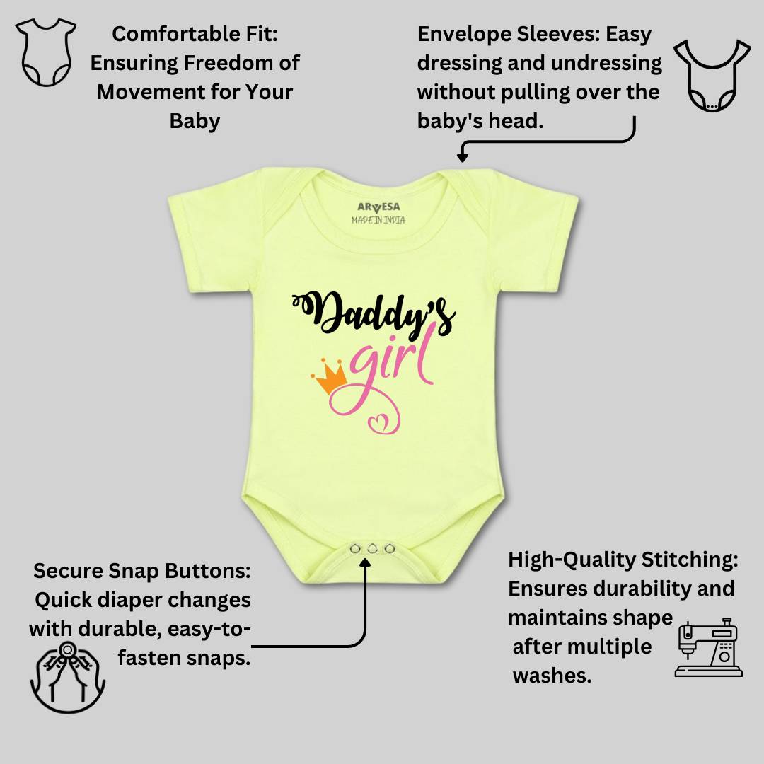 Arvesa Daddy Girl Design-116 White 0-3 Months Jumpsuit for Baby Boy & Girl dress .
