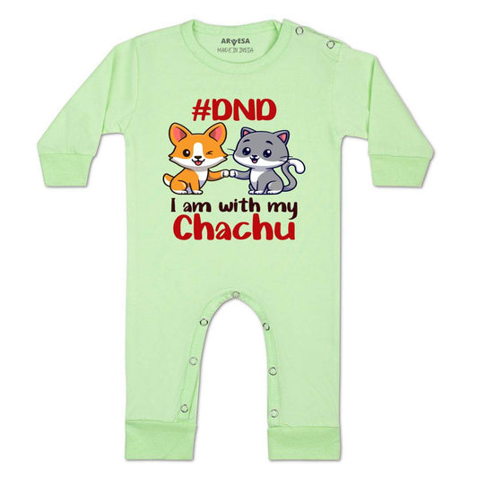 Arvesa Dnd I Am With My Chachu Design-1163 White 0-3 Months Jumpsuit for Baby Boy & Girl dress .
